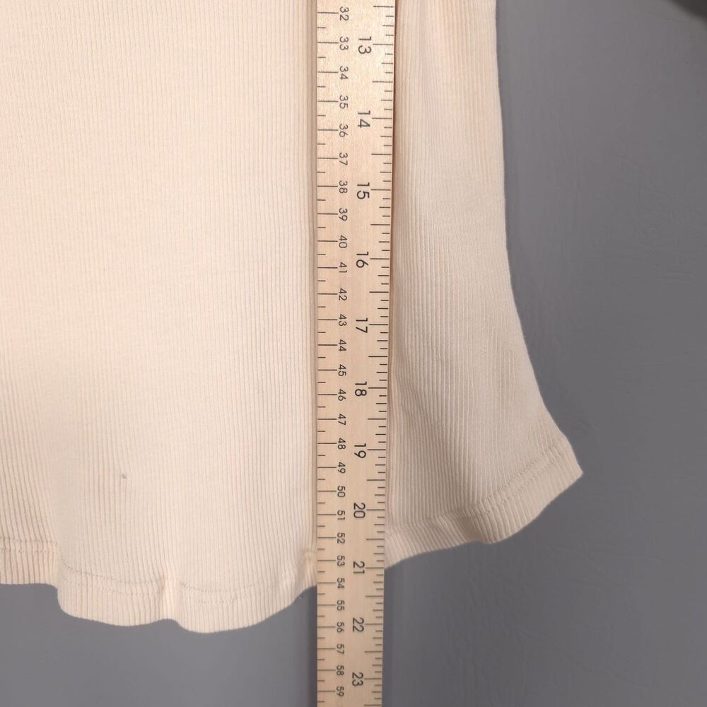 ULLA JOHNSON Iman Top Size P Cream Cotton Poplin Rib Knit Short‎ Puff Sleeves XS - Picture 5 of 16